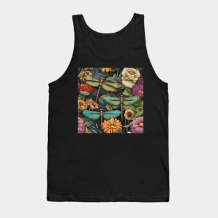 Dragonflies Flying Among The Flowers Tank Top